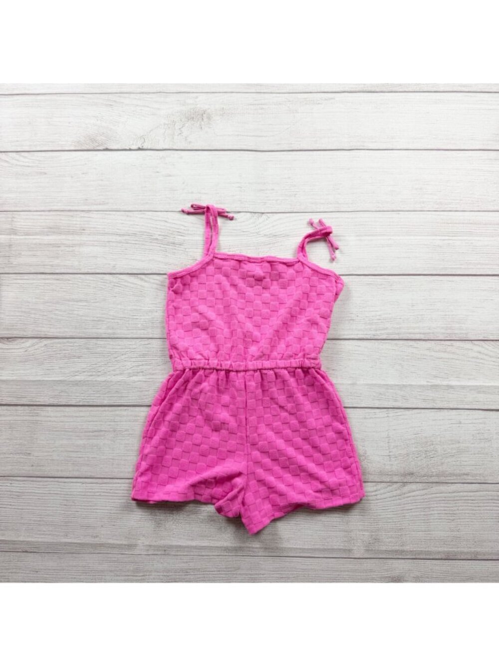 Bmagical By Btween Pink Tie Strap Sleeveless Girls Romper Textured Design 6 - Picture 4 of 4